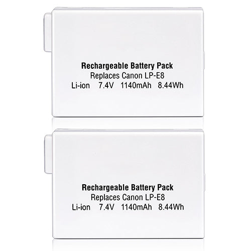 2X LP-E8 Replacement Li-ion Battery Replacement for Canon EOS 550D 600D 650D 700D