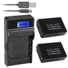 Battery (X2) & LCD Slim USB Charger Replacement for Canon LP-E17, LC-E17, LC-E17C