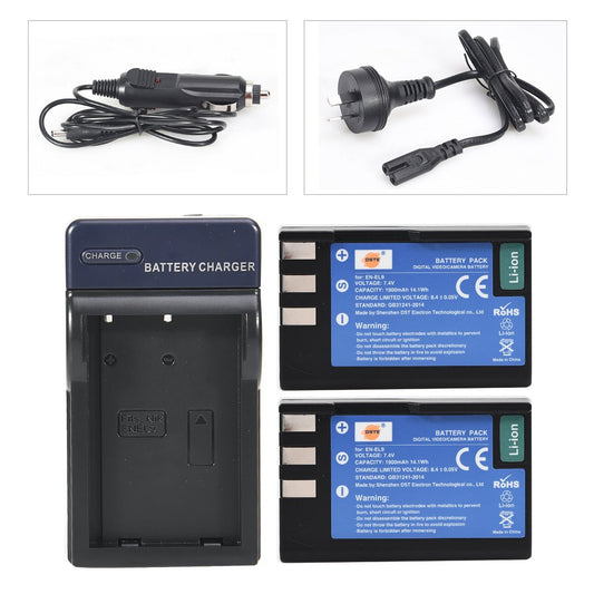 2X EN-EL9 Replacement Battery + DC15 Travel and Car Charger Adapter Replacement for Nikon D40