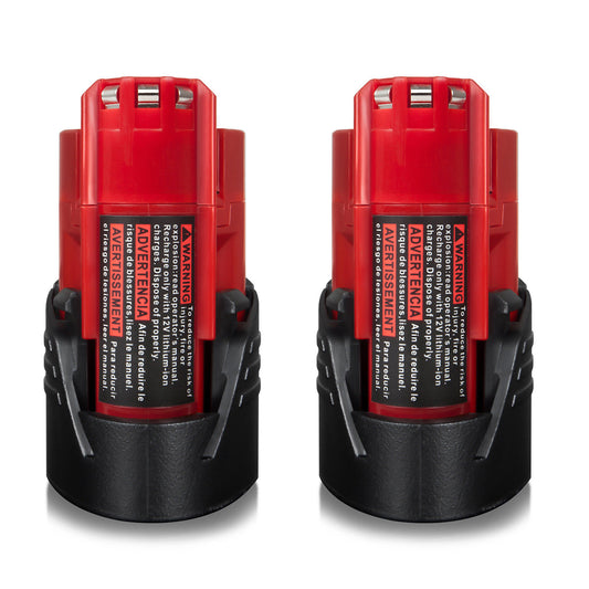 2x 2.0AH 12V Li-ion Battery Replacement For Milwaukee M12 M12B2 C12B 48-11-2401 48-11-2411