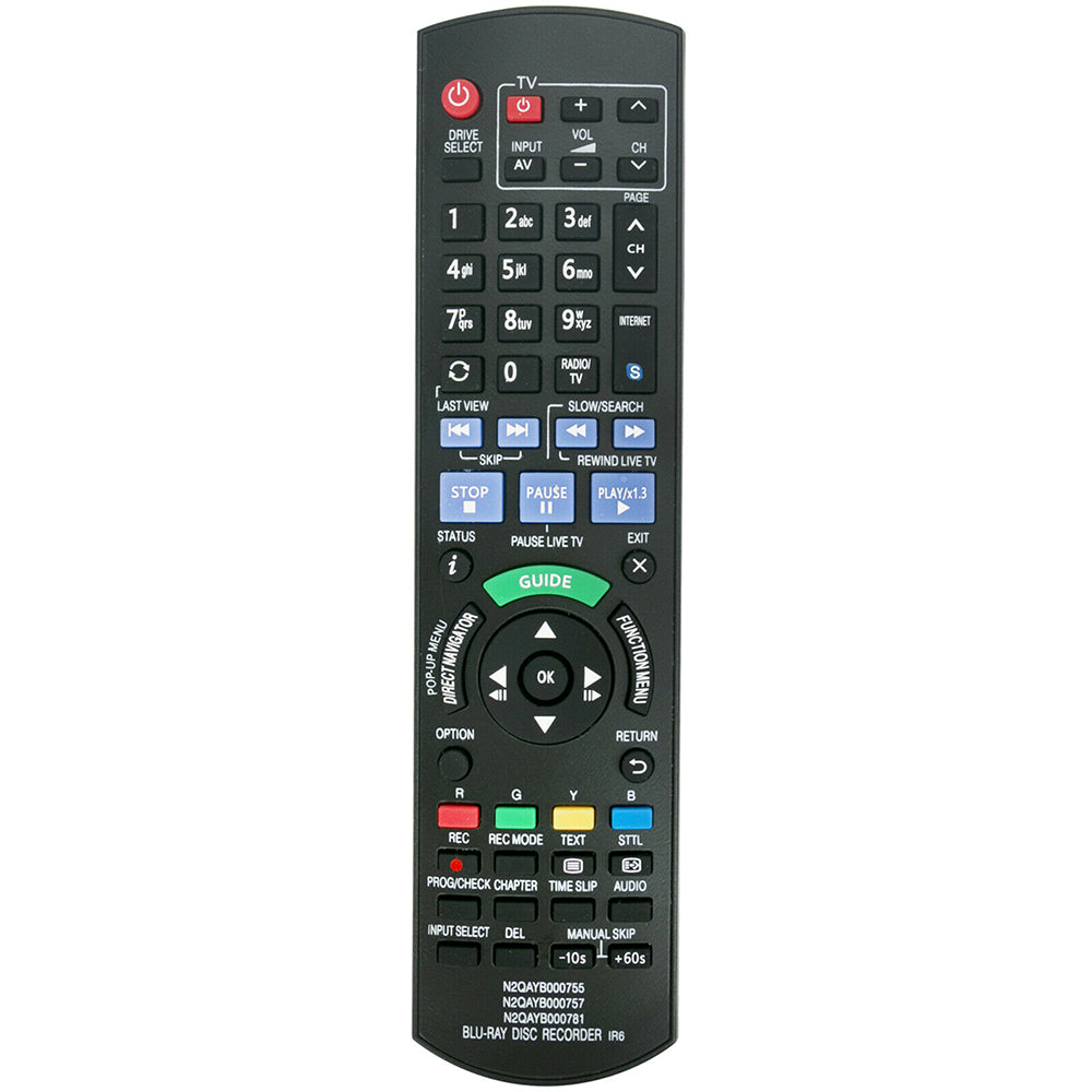 N2QAYB000757 Remote Replacement for Panasonic Blu-Ray Disc Recorder DMRPWT520 DMRPWT530